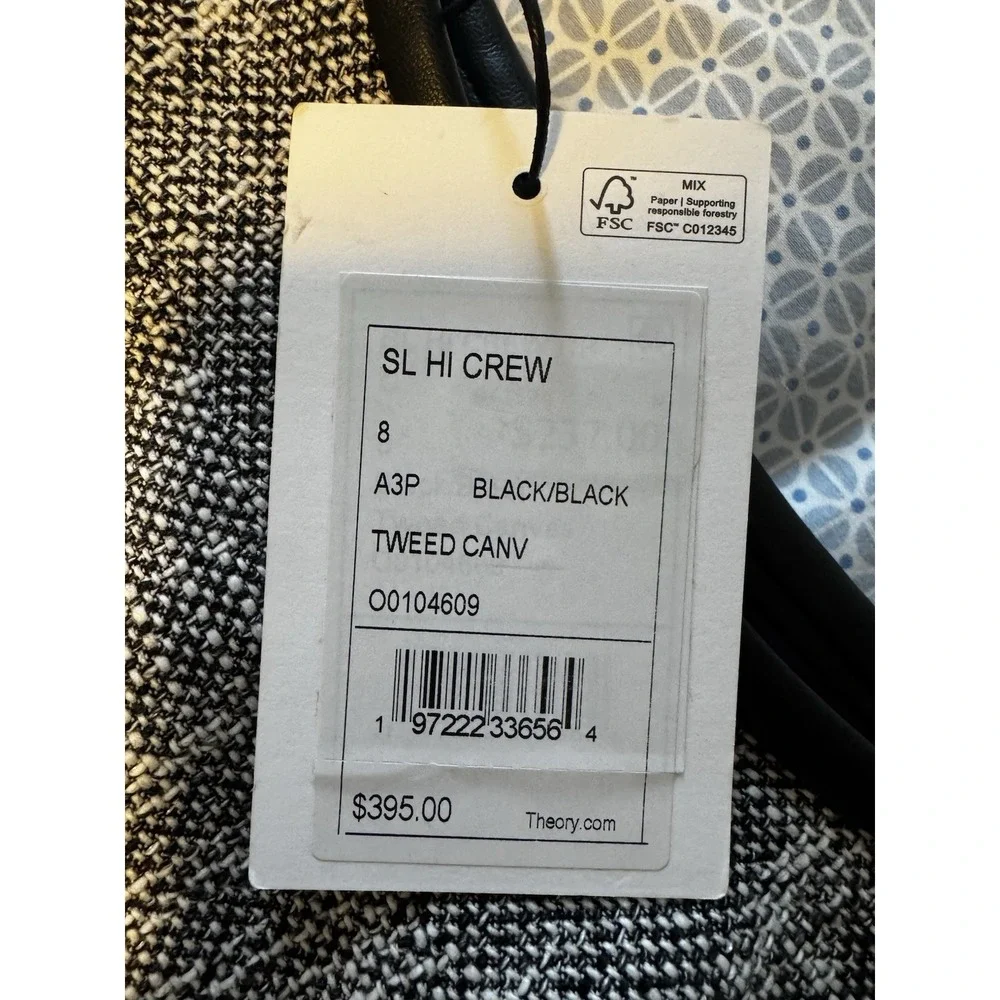 Theory Sleeveless Hi Crew Neck Dress Size 8 Black Tweed Canvas Mini‎ $395 Retail - Picture 9 of 9